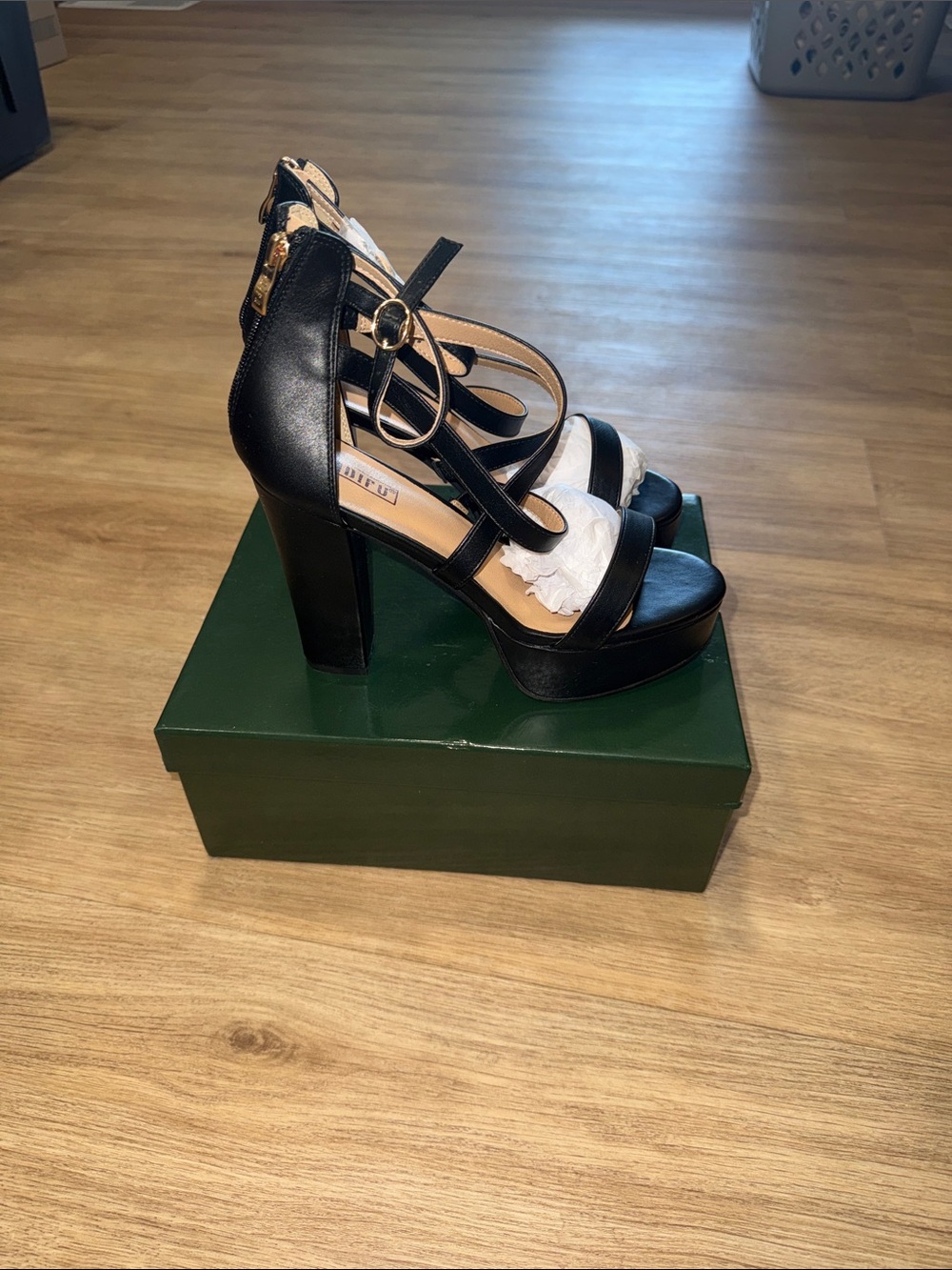 Black Strappy Platform High Heel Sandals - Women